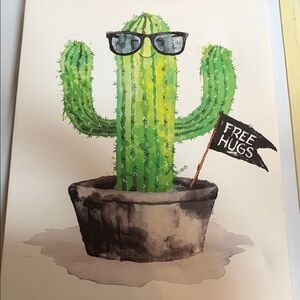 Cactus Art Print with Sunglasses
